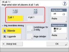 Sida 47 av 100 Om du vill utföra dubbelsidig kopiering, tryck på [Inställningar för 2-sidigt] välj typ av dubbelsidig kopiering tryck på [OK].
