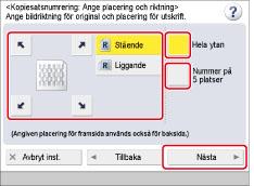 Sida 62 av 100 Kopiesatsnumrering I det här läget kan du skriva ut ett dokument med ett femsiffrigt nummer i bakgrunden på varje sida. Du kan ange startnumret manuellt vid utskrift av kopiesatsnummer.