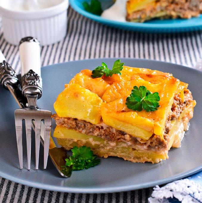Texmex-gratäng Lättlagat med internationell touch 100 portioner 300 g/portion ca 12 kr/portion Köttfärs Texmex-mix Vitpeppar Oregano Prästost 8 kg 800 g 12 g 700 g
