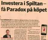 INVESTMENT AB SPILTAN VD HAR ORDET VD har ordet Återigen Guldbagge för Bästa avkastning Investmentbolag Sammanfattning av de viktigaste händelserna under 2016 Bästa året sedan starten för 30 år sedan