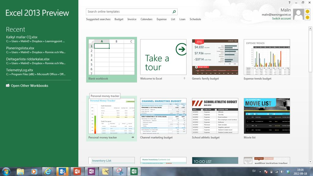 Ny känsla Metro (nej just det, inte Metro utan Windows Store) De unika färgerna för Officeapplikationerna