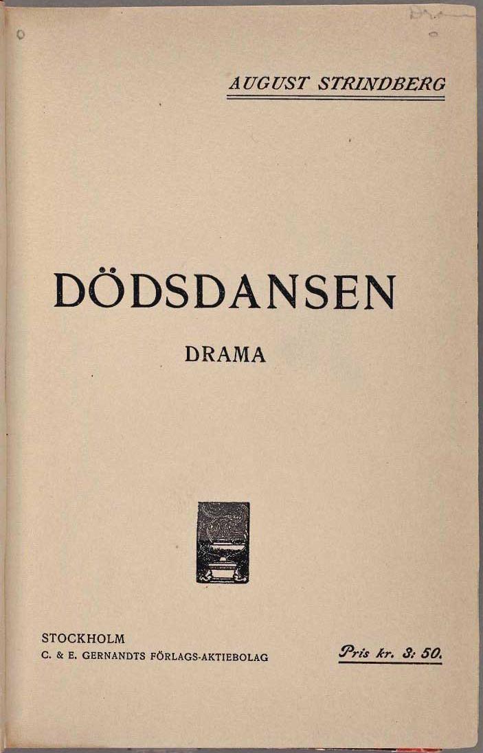 Dok. nr 44:1. Främre omslaget till första upplagan av Dödsdansen (1901).