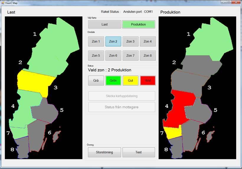 Trafikljusapplikation Kraftsystemet är uppdelat med 8 zoner för produktion