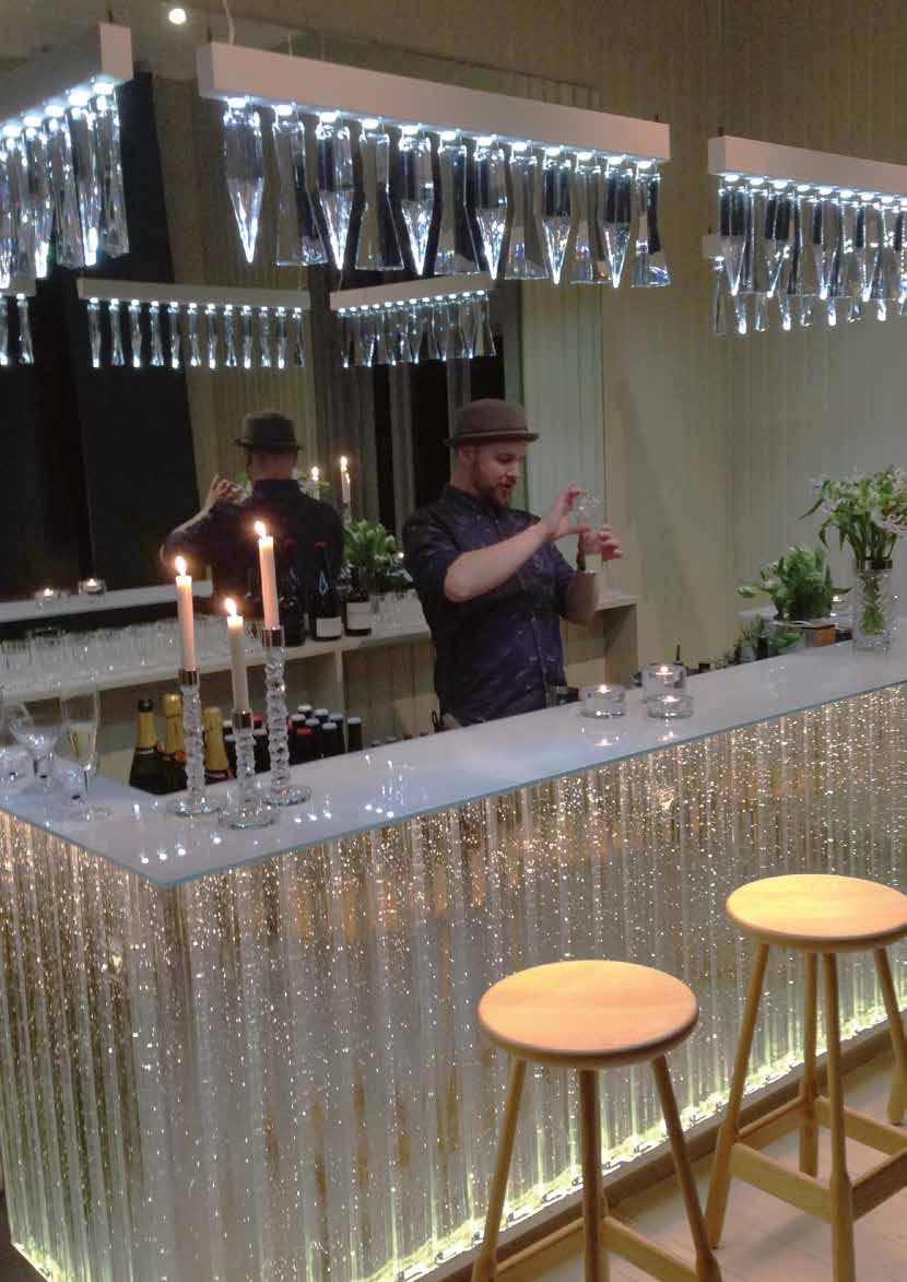 Located in the beautiful estate building of Björkudden, just outside Stockholm, Lena Bergström s crystal bar has played a major role in the success of the venue.