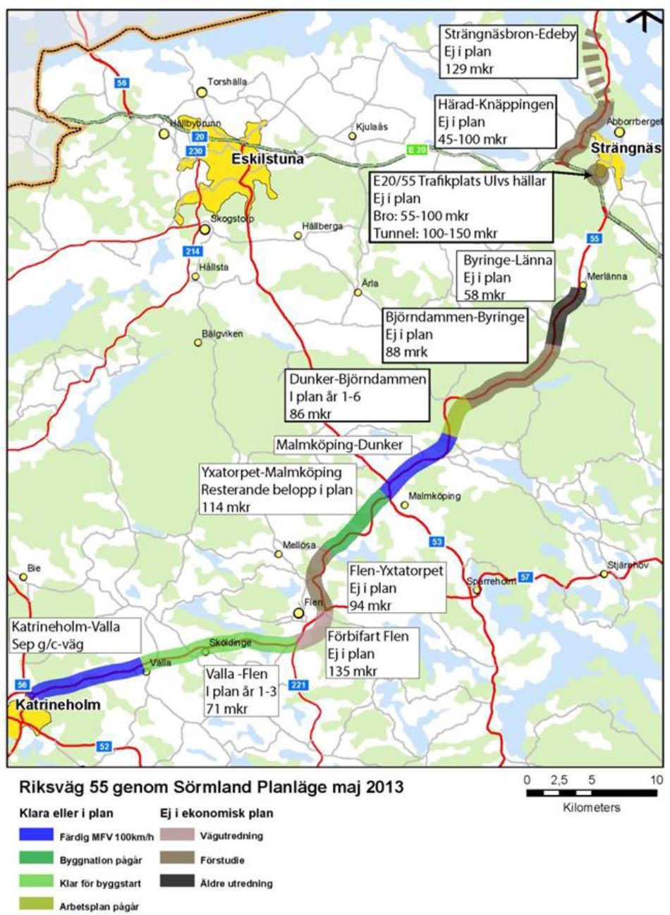 Figur 4. Planläge maj 2013 enligt regionala planen för Sörmland.