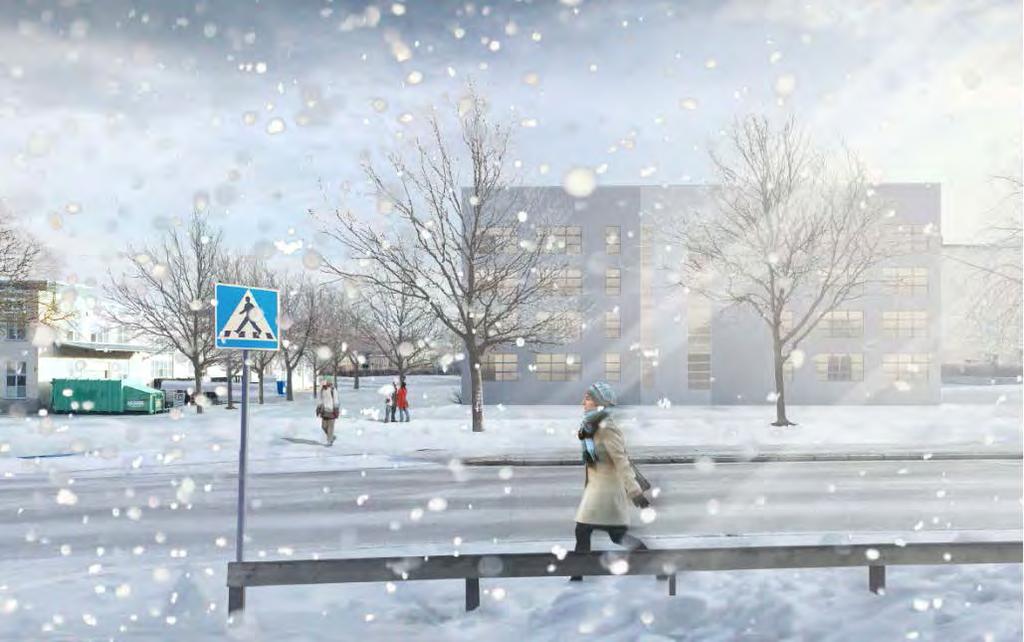 Region Gotland PLANBESKRIVNING SAMRÅD 2013/1866 Visby Pipdånen 5 & 6 2017-02-22 Exempel på utformning av kvarteren i anslutning till den gamla verkstadsbyggnaden (illustration: Tyréns).