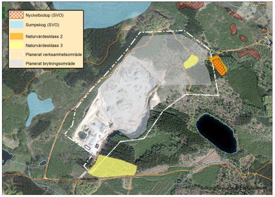 Avgasutsläpp till luft samt Damning Påverkan Åtgärder Påverkan på naturmiljö Inga höga naturvärden inom planerat brytningsområde Torkning av stenmaterial i asfaltverket,