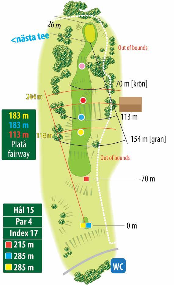 HÅLETS HÖJDPROFIL Tee [gul] 70 m Green 15 ANNOJ 0 m