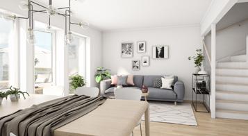 Från den allmänna ytan når du den väl tilltagna terrassen och den mysiga trädgården.