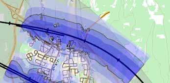 Robertsfors MED BULLERSKÄRM Segasjön Stranden Pålböle Palmbrånet Maximal ljudnivå, db(a) 60-65 65-70 70-75, gräns för åtgärd >75 Figur 11.4.5-11.4.10.