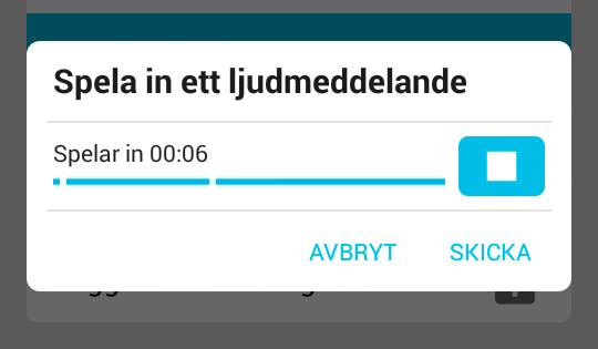 5.4.3 Spela in ett ljudmeddelande Väljer man Spela in ett ljudmeddelande visas 1 följande ruta.