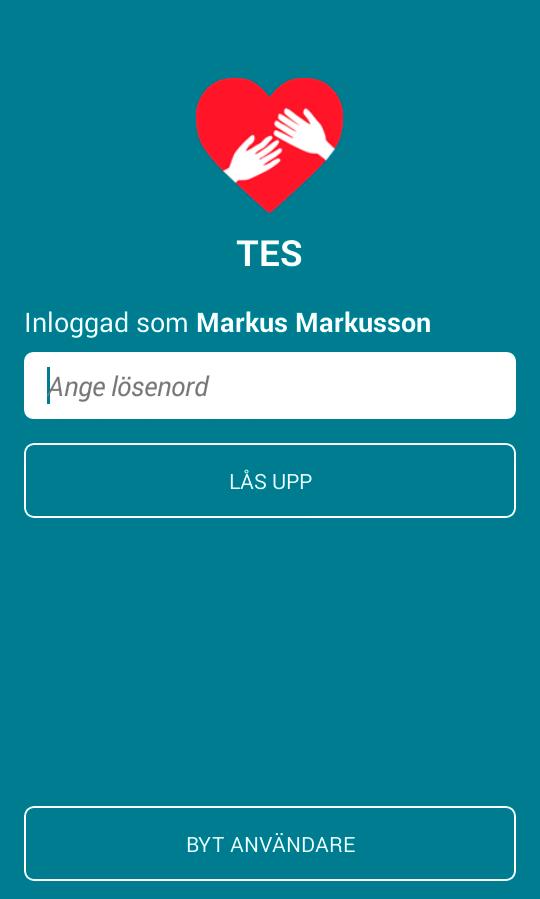 8.5 Låsskärmen Om TES App varit inaktiv i 5 sekunder, (det vill säga om du aktivt