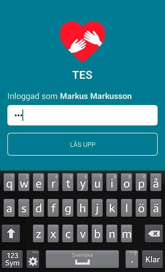 1 (Tiden 5 sekunder är ställbar i TES Web.) a) Tryck på Ange lösenord (2).