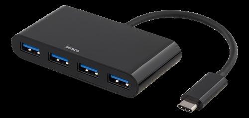USB typ C hane till HDMI och USB A hub USB 3.1 Gen 1-hubb Anslut en extra skärm eller projektor med HDMI-anslutning till din enhet med USB-C.