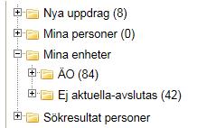 Nya uppdrag Här hamnar nya uppdrag från handläggare/sjuksköterska/arbetsterapeut. Mina personer Om du väljer att lägga till en person under Mina personer så hittar du dem här.