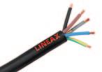 Anslutningskablar LINEAX 450/750 V H07RN-F LINEAX är en olje- och fettbeständig flexibel kabel som klarar kraftiga temperaturförändringar och har stor beständighet mot fukt och frost.