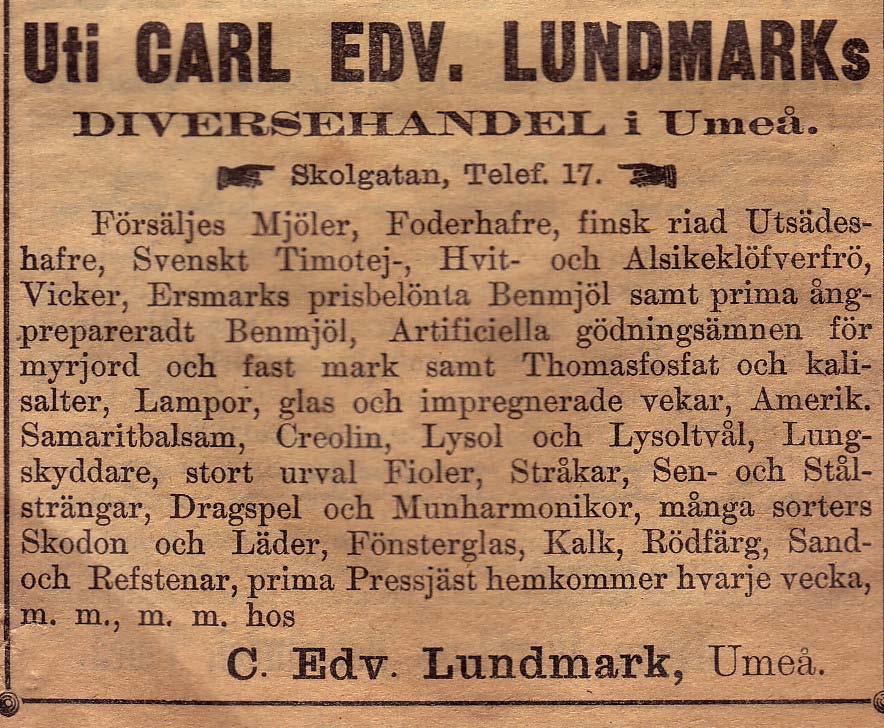 3 Lundmarks Diversehandel, Carl Edv.