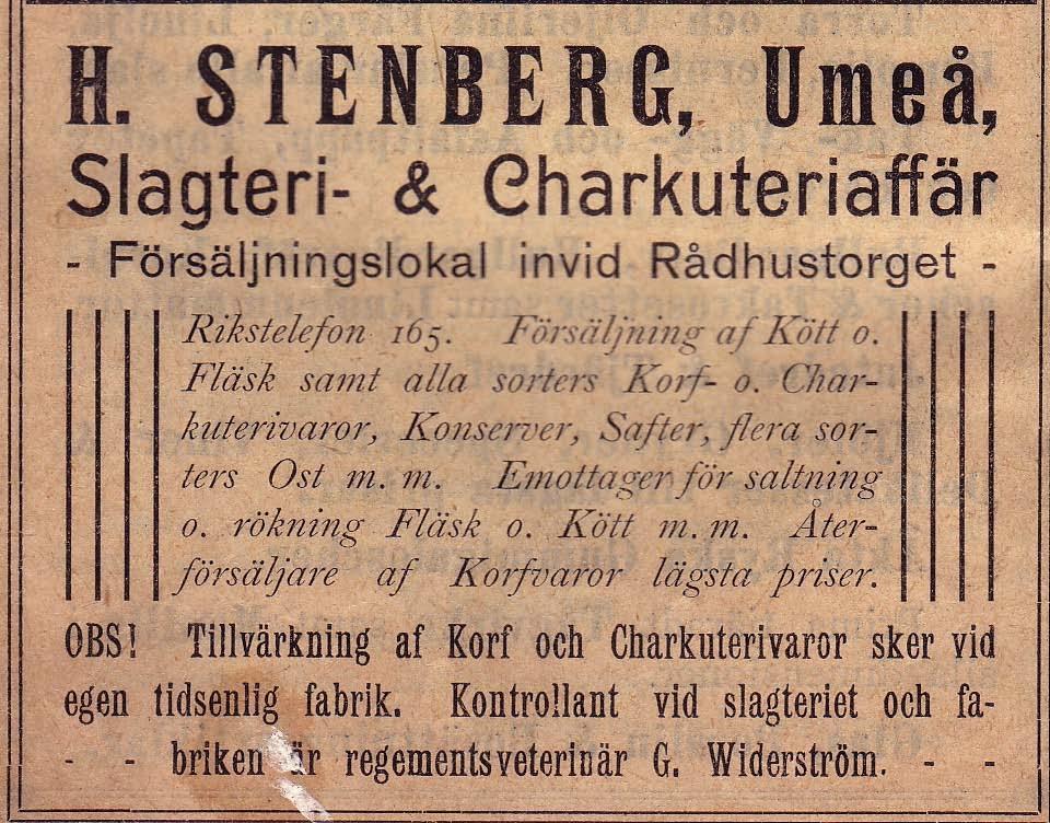1545 1948 -- Hans Nilsson Nilsson & Löfdahl Slakteri- & Charkuteriaffär Renmarksesplanaden Tel.