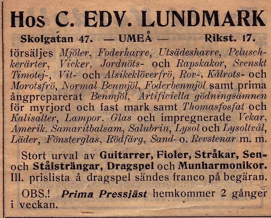 4 Lundmarks Diversehandel, Parti & Minutaffär, Carl Edv.