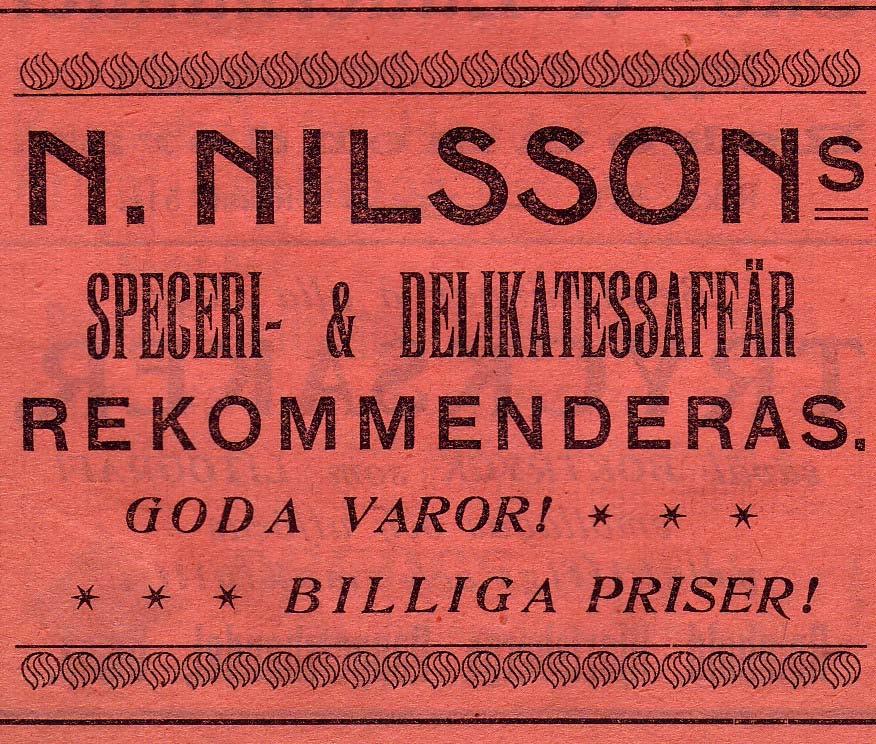 Storgatan 25 Tel. 795, 801 1936 Nilsson Johan Eftr. Div. h.