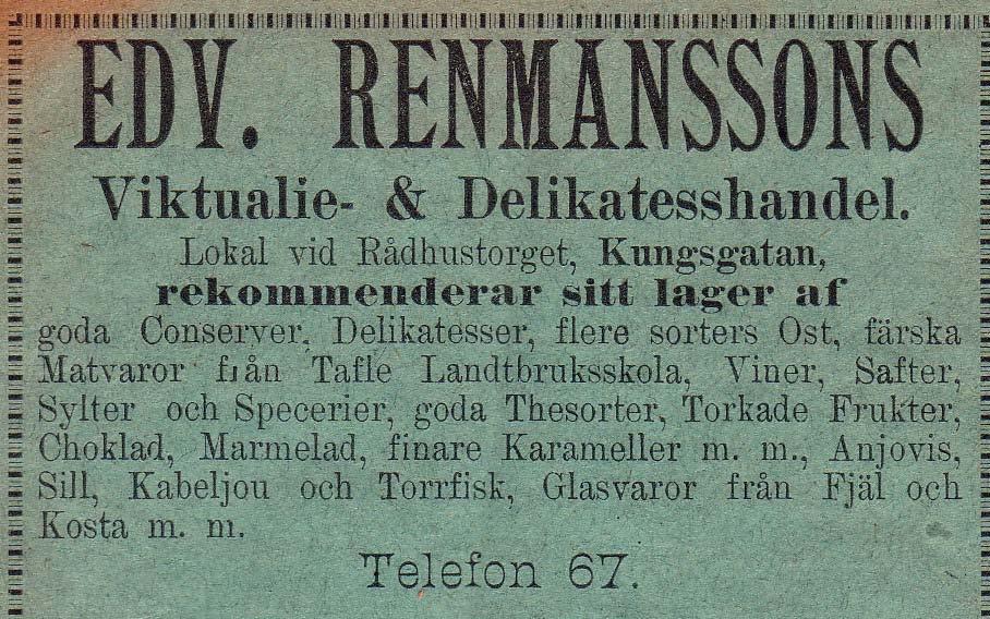8 Renmanssons Viktualie & Delikatesshandel, Edv.