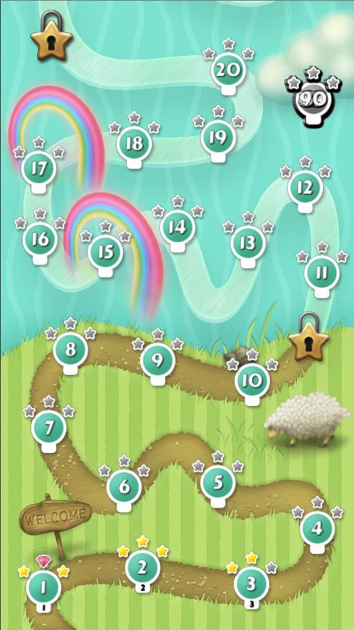 När spelaren har klarat ett antal banor i en värld så låser hen upp nästa värld. När spelaren låser upp en värld så introduceras ibland en ny mekanik till spelet i form av en powerup.
