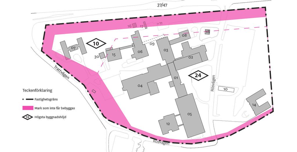 Förutsättningar N 2.3 Gällande detaljplan Detaljplanen för sjukhusområdet är från 1961 och anger att området får användas för allmänt ändamål.