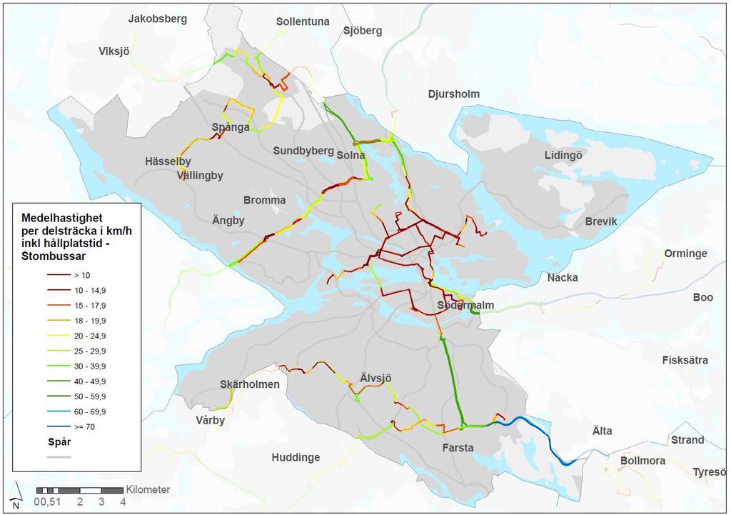 Figur 19 Medelhastighet per delsträcka