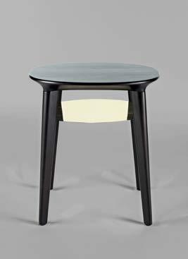 hon pallserien Audrey. Esther is a side table made from black stained or clear laquered solid birch.