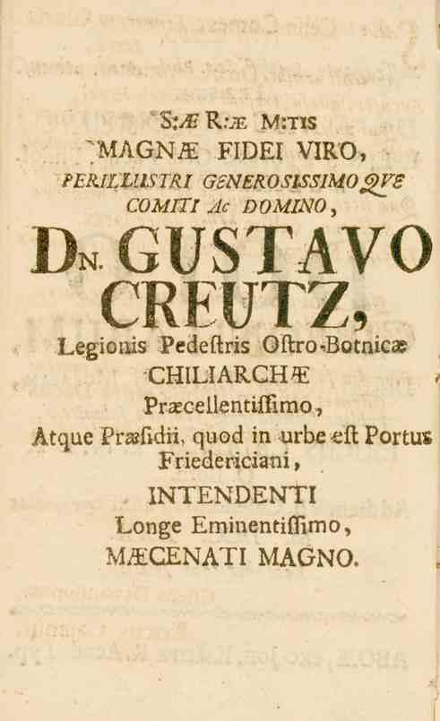 "S.-^R.v-e M:tis magna: ridei viro, PERIIJIIISTRI G NEROSISSIMO<j>re COMITI x/c DOMINO, Dn.