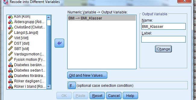 7.5 Skapa och hantera kategorivariabler Transform Recode into different variable Transform Recode into same variable Transform Visual Binning Transform Automatic recode Transform Compute