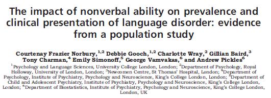 Journal of Child Psychology and Psychiatry 57:11 (2016), pp 1247 1257 RESULTS The total population prevalence estimate of language disorder was 9.92%.