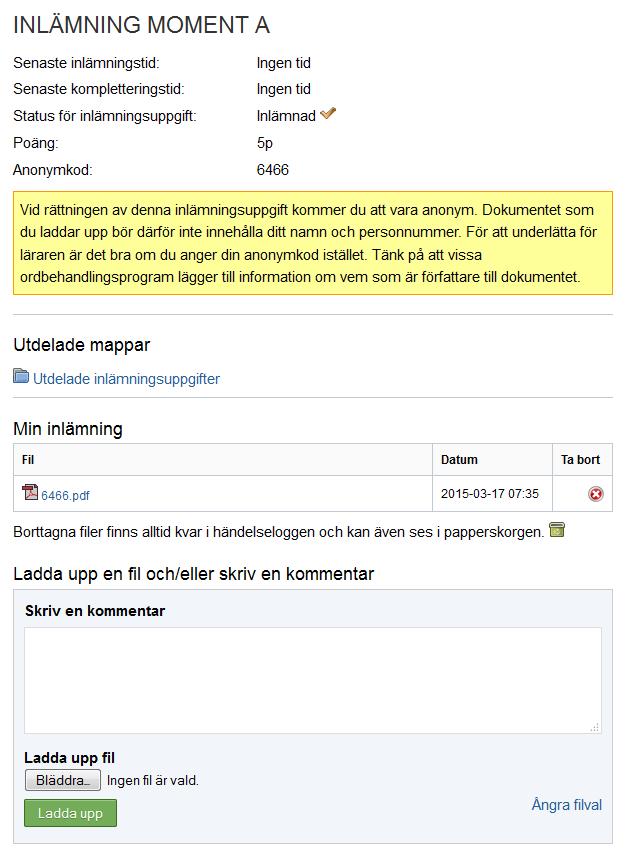 Exempel på hur en anonym