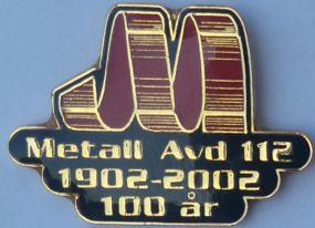 8.5 Metall Avd 112 1902-2002 100 år, Trollhättan. (S.R.491) 8.