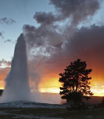 Nationalparken är berömd för sin rika variation av gejsrar, varma källor och andra geotermiska företeelser. Vi besöker gejsern Old Faithful, som är den mesta kända av parkens 300 gejsrar.