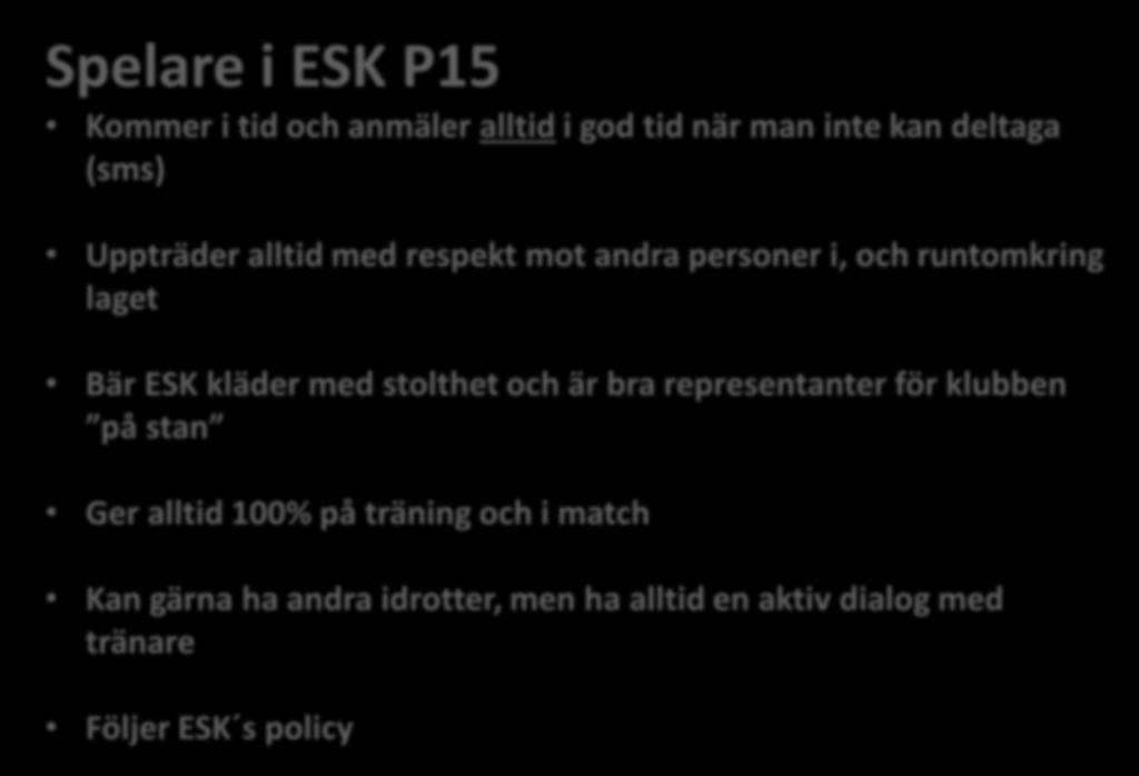 stolthet och är bra representanter för klubben på stan Ger alltid 100% på träning och i