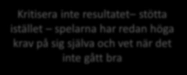 Gärna Ge feedback efter träning eller match om det rör spelarens attityd eller kämpainsats.