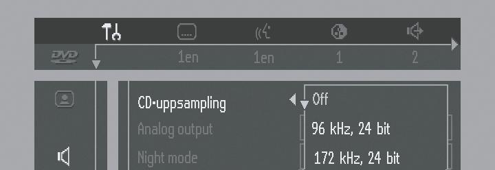 Förberedelser PCM-utgång (PCM Output) åter dig välja mellan PCM-digitalutgång på 48 khz eller 96 khz.