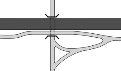 65 Gc-banas placering längs väg/gata vid port, alternativ 1 (vänster) och 2 (höger). standard för huvudnätet har dimensionerats med hänsyn till manöverförmågan med manuell rullstol.