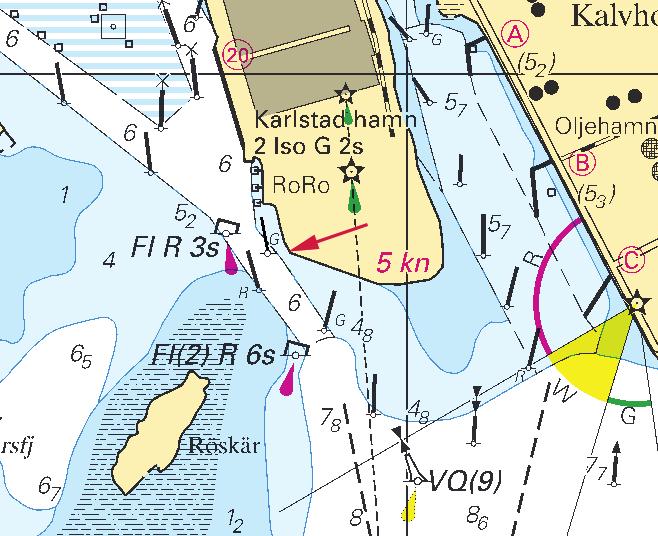 12 Vänern och Trollhätte kanal / Lake Vänern and Trollhätte kanal * 7597 Sjökort/Chart: 131, 132 Sverige. Vänern. Karlstad hamn. Ändrad utmärkning.