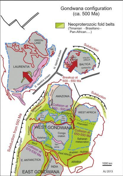 Antarktis med västra Gondwana som bestod av stora delar av Afrika, Asien och Sydamerika (Johansson 2013).