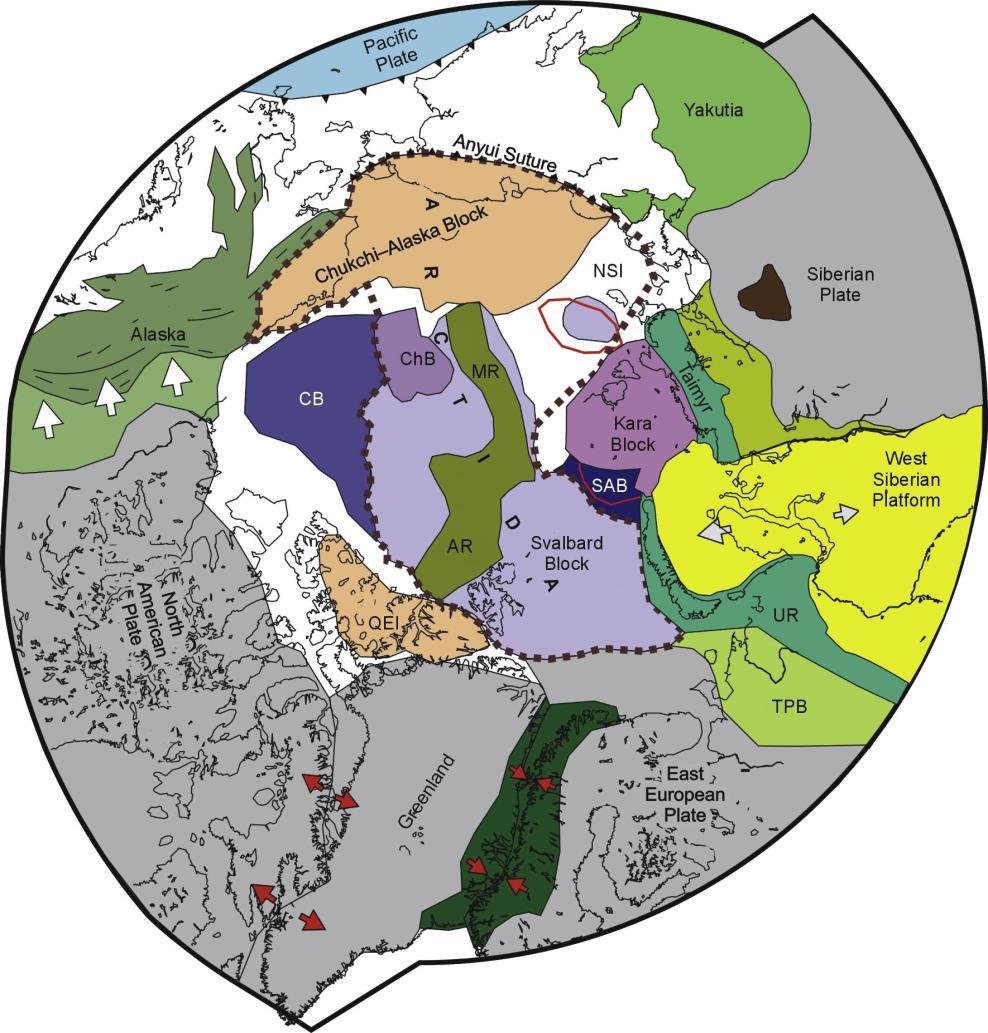 Figur 8. Förenklad bild av den tredje episoden av Arctidas -och den arktiska regionens utveckling (120-130Ma)(Bushenkova et. al 2013).