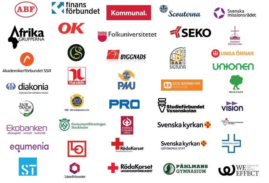 SÅ JOBBAR FÖRENINGEN FÖR FAIRTRADE SVERIGE MEDLEMSORGANISATIONER Föreningen för Fairtrade Sverige samlar 43 organisationer såsom studieförbund, organisationer för bistånd och utveckling,