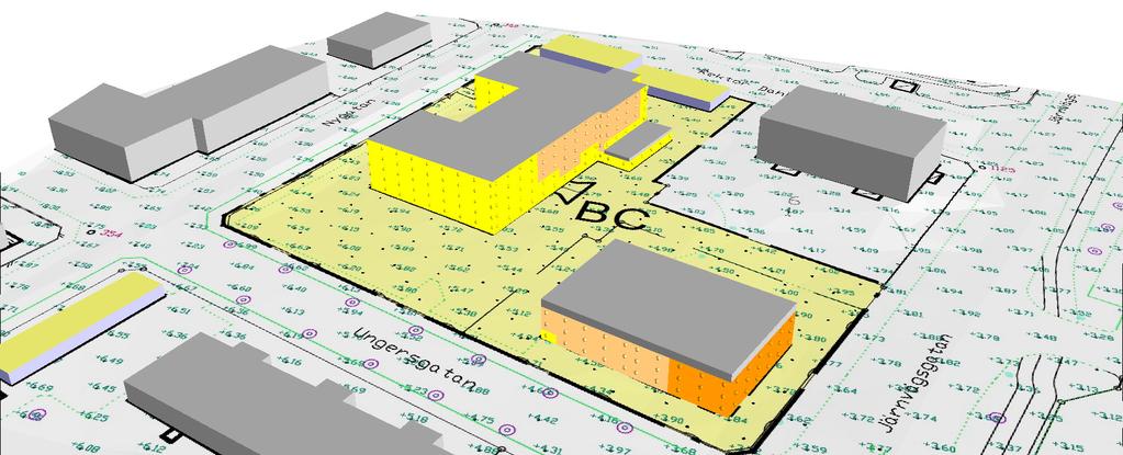 Elevation 2 < <= 2 <=0,6 0,6< <=8 8< <=0,6 0,6< <=8 8< KV AFRIKA 5 & 6, SÖLVESBORG Situation trafik framtidsprognos Maximala ljudnivåer vid fasader ÖVRIGT Kartan visar ljudnivåerna som