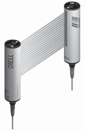 AX100 serien OPTISKA GIVARE Area sensor medium upplösning 12-24 VDC Optiska * Detekteringshöjd 150mm * Kontaktavstånd upp till 2m * Mikroprocessorstyrd * Analog utgång (4-20mA, 0-10V) * Exklusivt