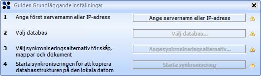 Introduktion Figur 1. Inställningsguiden Så här gör du grundinställningar för My Documentum med guiden: 1. Klicka på Ange servernamn eller ip-adress isteg1iguiden.