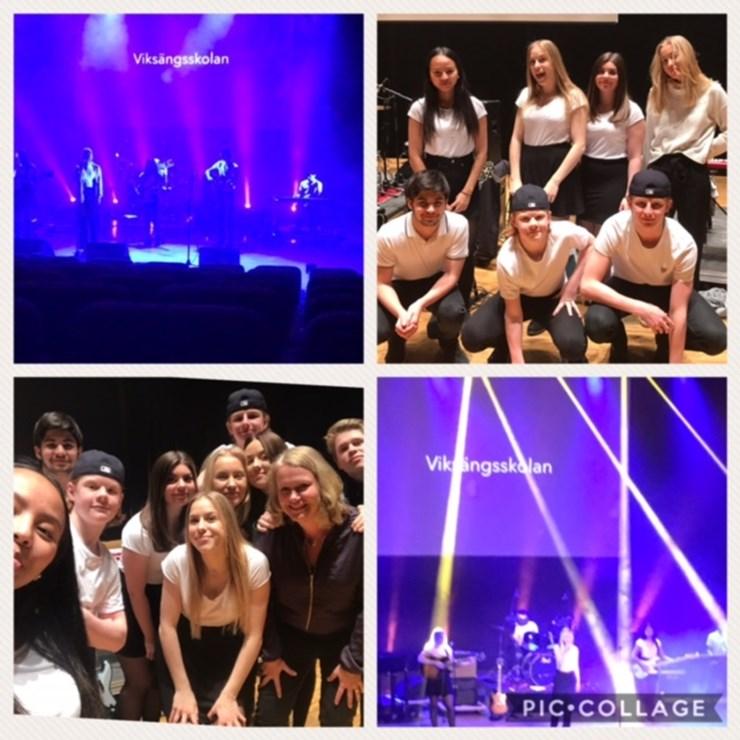 Sida 15 Låtskrivarfestivalen Detta år tävlade Viksängsskolan i musik och vi hade med oss ett bidrag med elever från flera klasser, 9b,c,d och e samt 8b från skolan.
