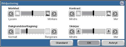 3. Ändra reglagen för Mörkhet, Kontrast, Skärpa och