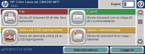 2. Tryck på Spara på USB-lagringsenhet på startskärmen. OBS! Skriv ditt användarnamn och lösenord om du uppmanas att göra det. 3.