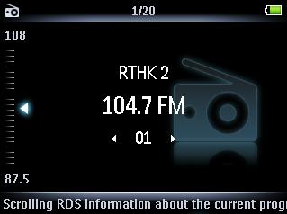 5.4.4 Ställa in radiokanaler manuellt 1 I radioläget trycker du på 3 eller 4 om du vill ställa in en radiokanal manuellt: > För att finjustera kanalinställningen trycker du snabbt på 3/4.